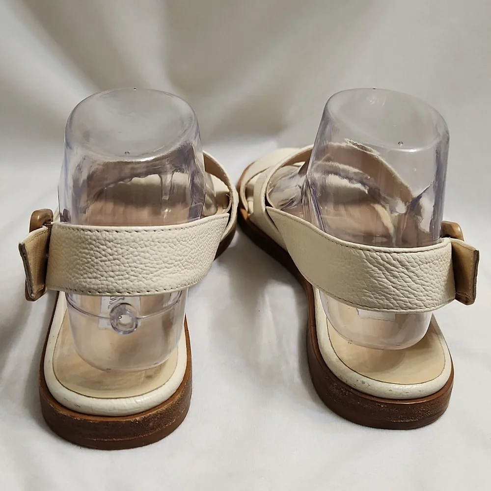Jimmy Choo London Open Toe Leather Elegant Cream Sandals (w size 39.5) - Picture 8 of 14